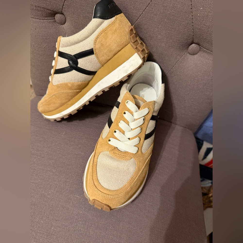 Veronica Beard Valentine Slip on- Tan and Cream Women's Sneakers